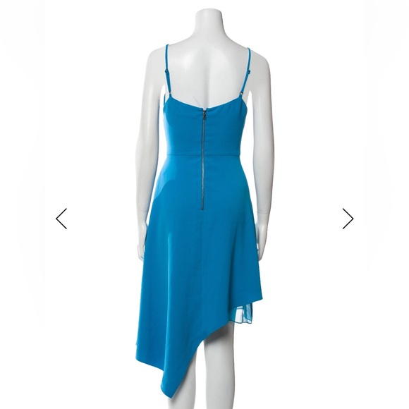 Spaghetti Strap Blue Asymmetrical Cocktail Dress - Picture 3 of 6